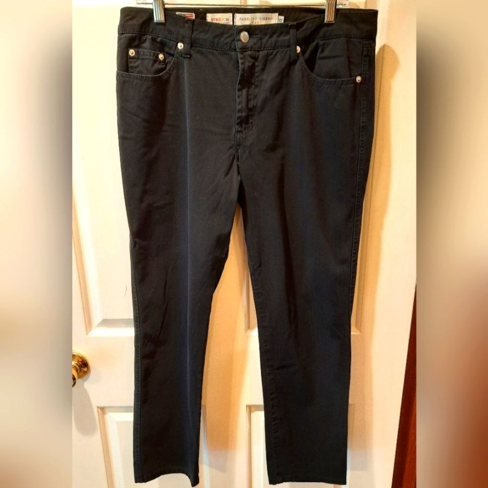 Fabrizio Gianni Jeans Womans 12 Black Designer Stretch High Rise Preppy Denim